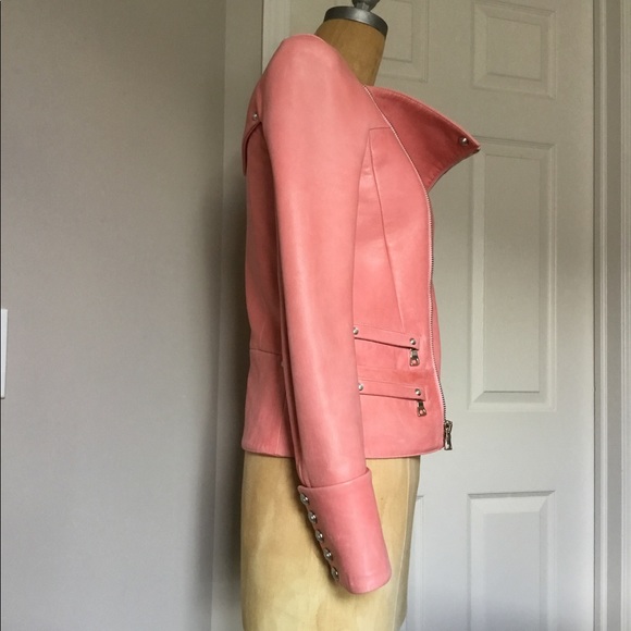 Balmain Bubblegum Pink Lambskin Leather Jacket - Picture 8 of 9